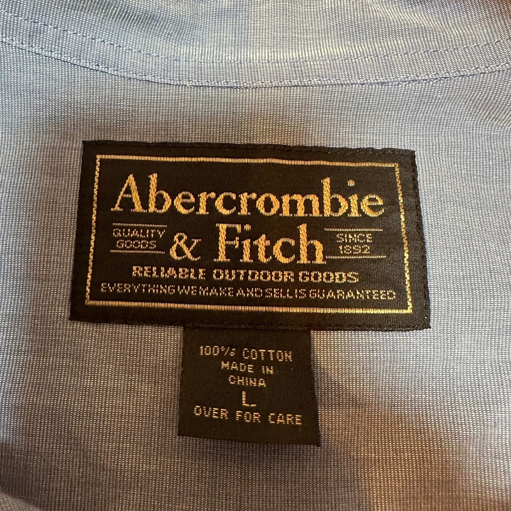Abercrombie & Fitch Mens Large Blue Cotton Long Sleeve Button Down Shirt Pocket - Picture 3 of 6